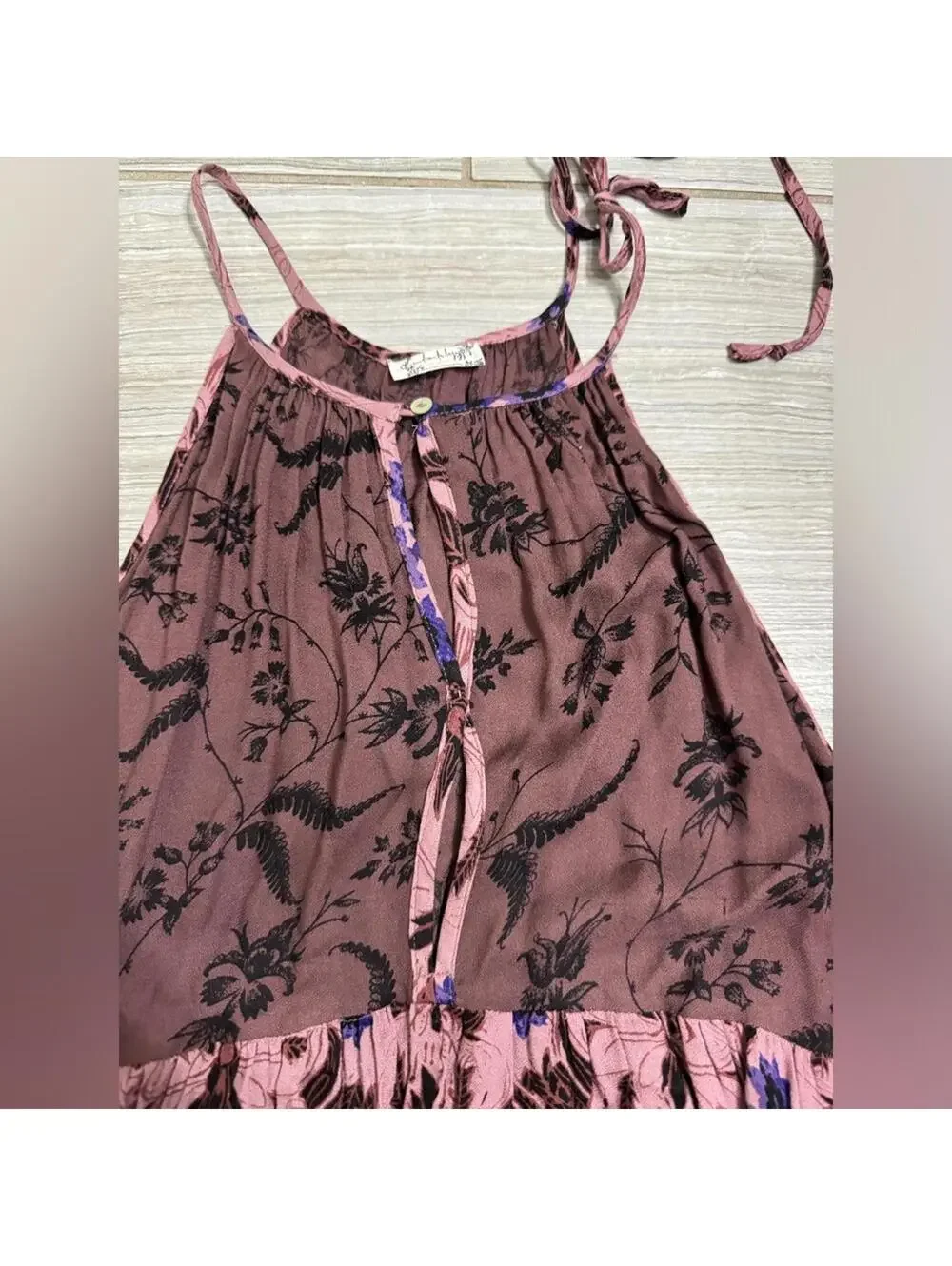 Free People Intimately Wildest Dreams Floral Halter Slip Mini Dress Small